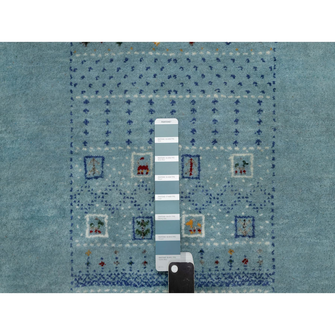 2'11" x 5'4" New Hand Knotted Blue Wool Rectangle Oriental Rug - MOA10291312