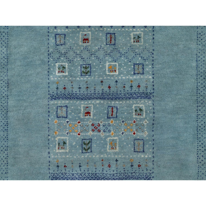 2'11" x 5'4" New Hand Knotted Blue Wool Rectangle Oriental Rug - MOA10291312