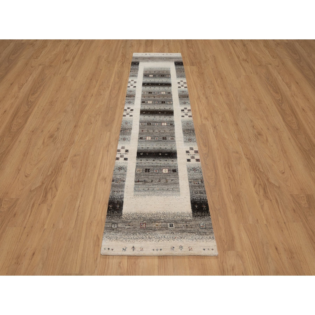 2'6" x 9'10" New Hand Knotted Ivory Wool Runner Oriental Rug - MOA10291316