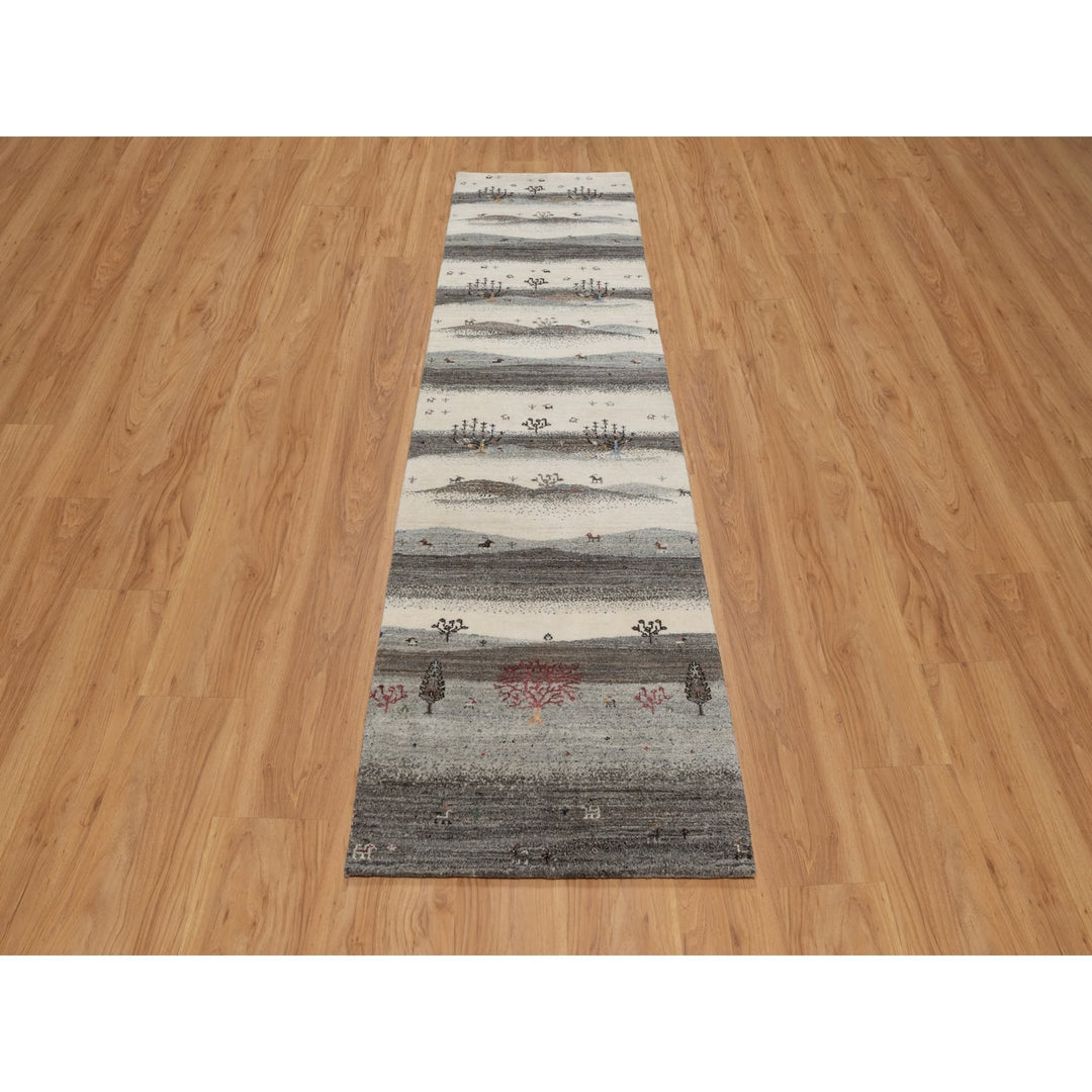 2'6" x 9'10" New Hand Knotted Ivory Wool Runner Oriental Rug - MOA10291317