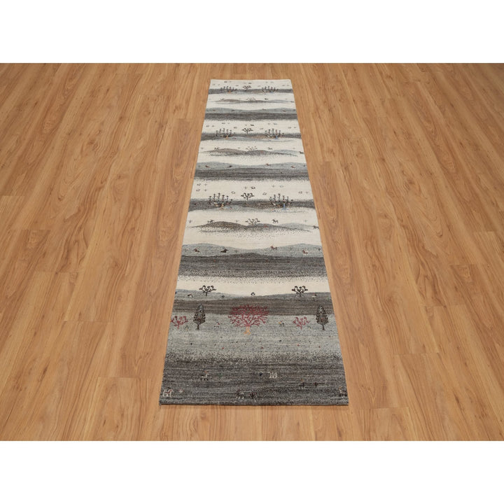 2'6" x 9'10" New Hand Knotted Ivory Wool Runner Oriental Rug - MOA10291317