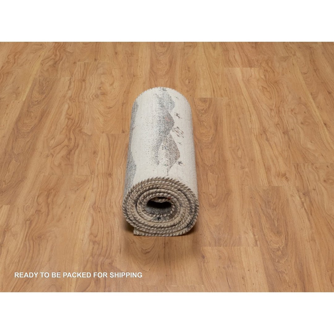 2'6" x 9'10" New Hand Knotted Ivory Wool Runner Oriental Rug - MOA10291317