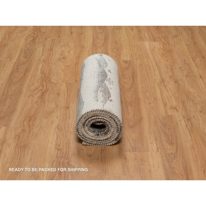 2'6" x 9'10" New Hand Knotted Ivory Wool Runner Oriental Rug - MOA10291317