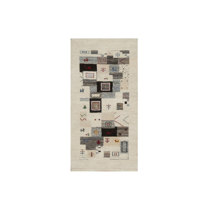 2'5" x 4'9" New Hand Knotted Ivory Wool Runner Oriental Rug - MOA10291318