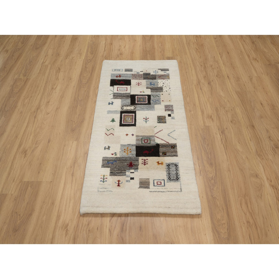2'5" x 4'9" New Hand Knotted Ivory Wool Runner Oriental Rug - MOA10291318