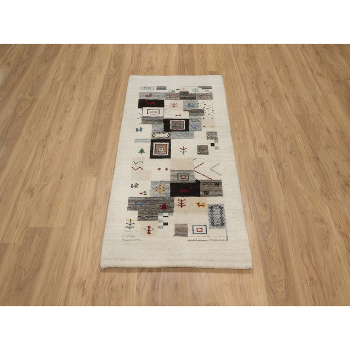 2'5" x 4'9" New Hand Knotted Ivory Wool Runner Oriental Rug - MOA10291318