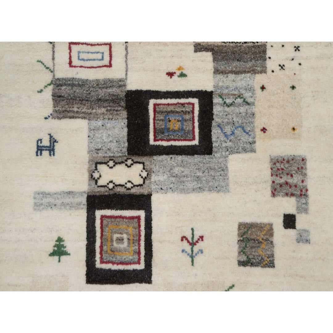 2'5" x 4'9" New Hand Knotted Ivory Wool Runner Oriental Rug - MOA10291318