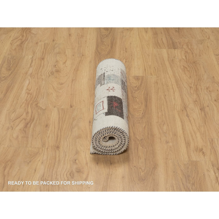 2'5" x 4'9" New Hand Knotted Ivory Wool Runner Oriental Rug - MOA10291318