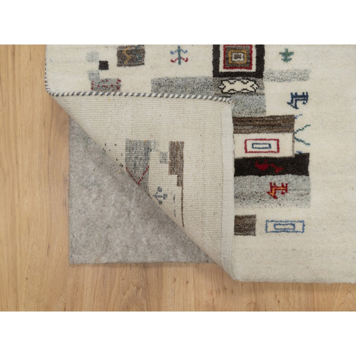 2'1" x 3'1" New Hand Knotted Ivory Wool Rectangle Oriental Rug - MOA10291323