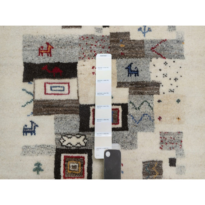 2'1" x 3'1" New Hand Knotted Ivory Wool Rectangle Oriental Rug - MOA10291323