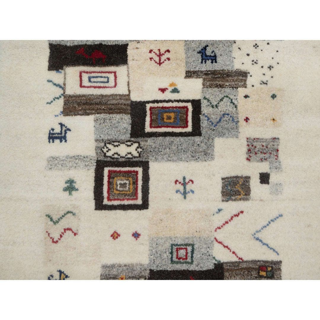 2'1" x 3'1" New Hand Knotted Ivory Wool Rectangle Oriental Rug - MOA10291323