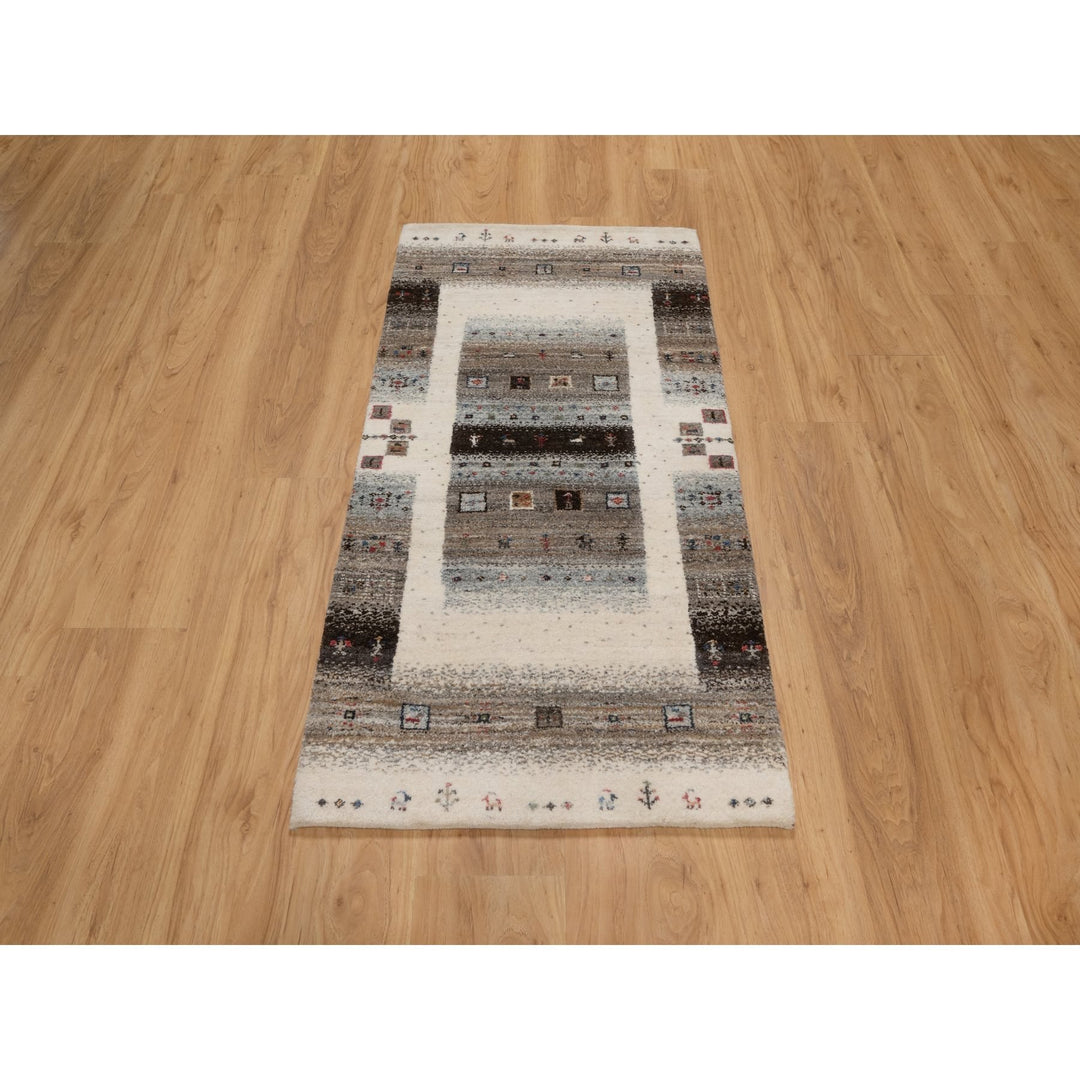 2'3" x 4'6" New Hand Knotted Ivory Wool Rectangle Oriental Rug - MOA10291330