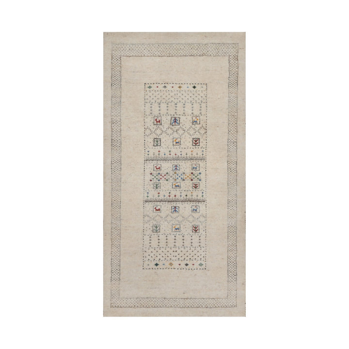 2'3" x 4'6" New Hand Knotted Ivory Wool Runner Oriental Rug - MOA10291332