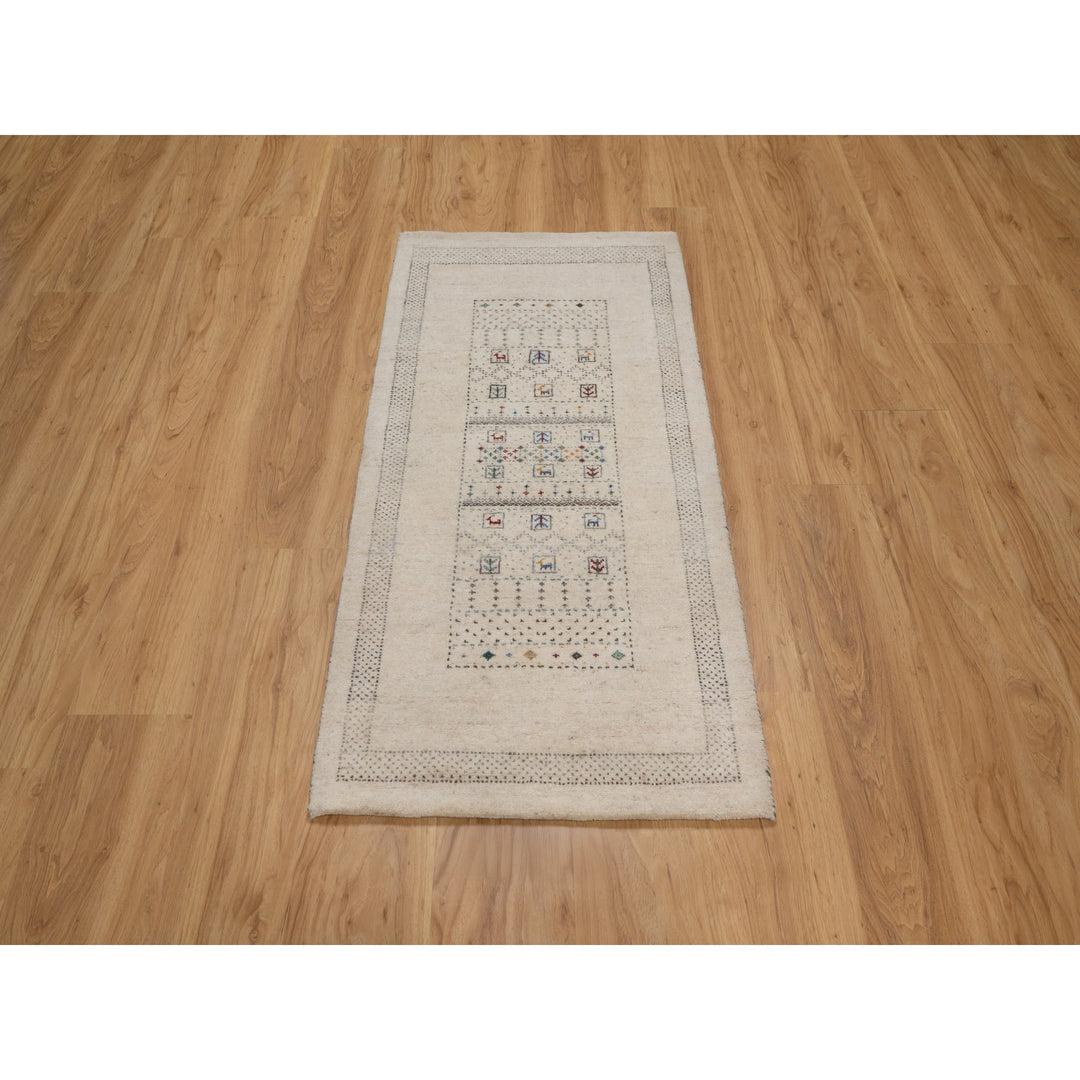 2'3" x 4'6" New Hand Knotted Ivory Wool Runner Oriental Rug - MOA10291332