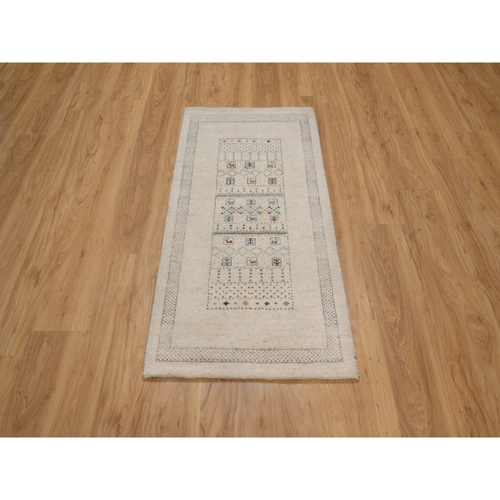 2'3" x 4'6" New Hand Knotted Ivory Wool Runner Oriental Rug - MOA10291332