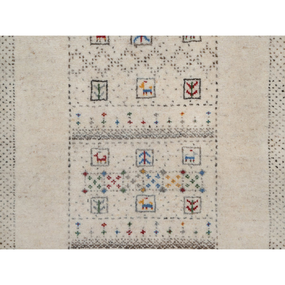 2'3" x 4'6" New Hand Knotted Ivory Wool Runner Oriental Rug - MOA10291332