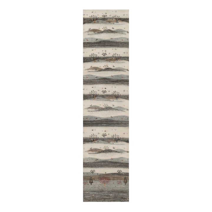2'8" x 11'6" New Hand Knotted Ivory Wool Runner Oriental Rug - MOA10291335