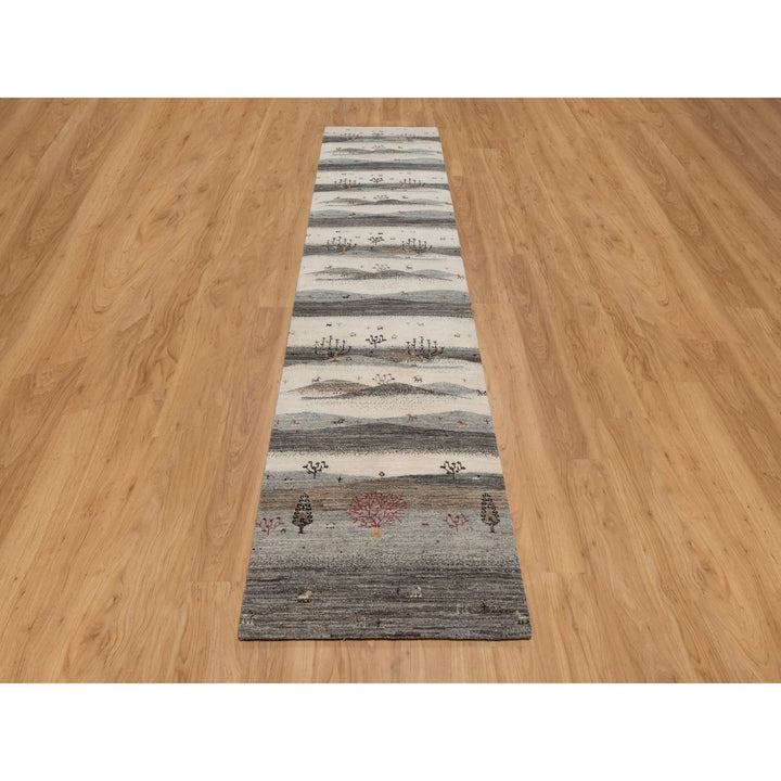 2'8" x 11'6" New Hand Knotted Ivory Wool Runner Oriental Rug - MOA10291335