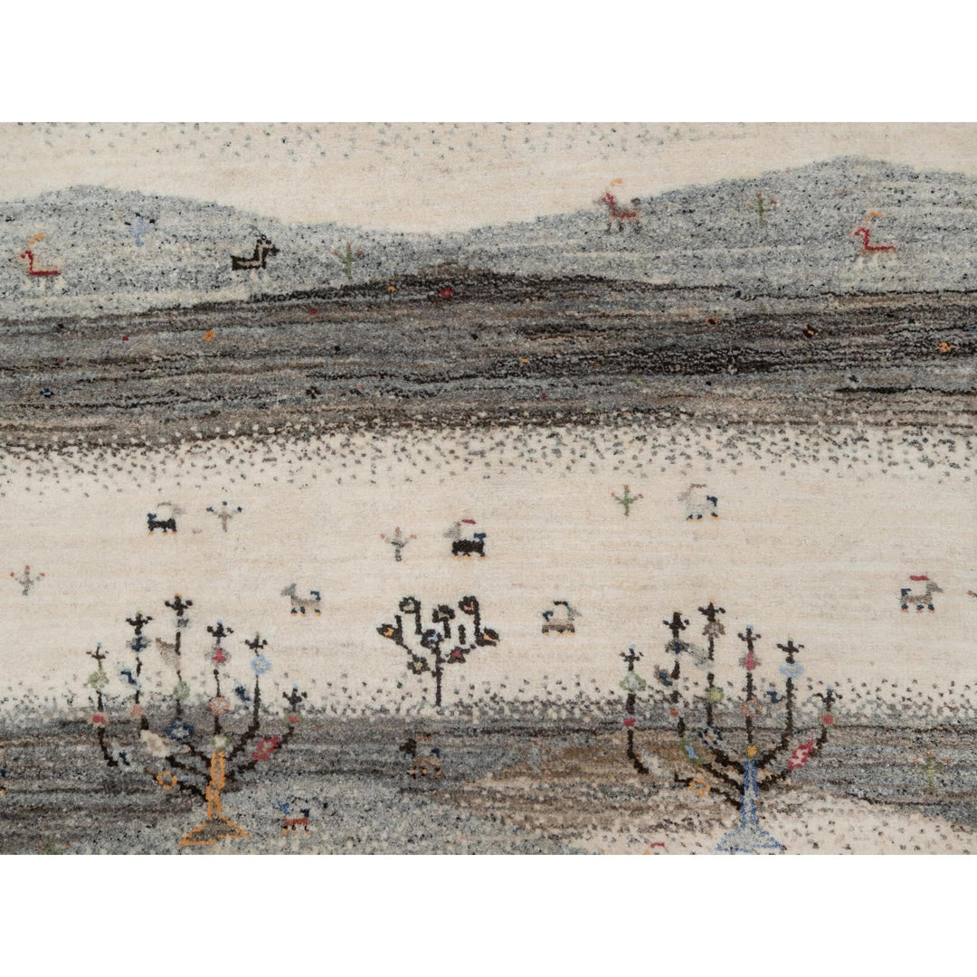 2'8" x 11'6" New Hand Knotted Ivory Wool Runner Oriental Rug - MOA10291335