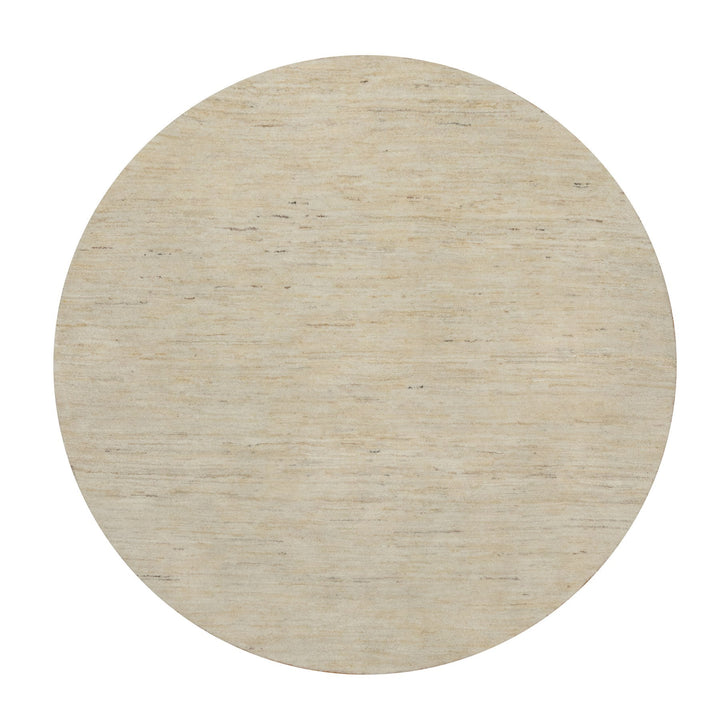 4'11" x 4'11" New Hand Knotted Ivory Wool Round Oriental Rug - MOA10291336