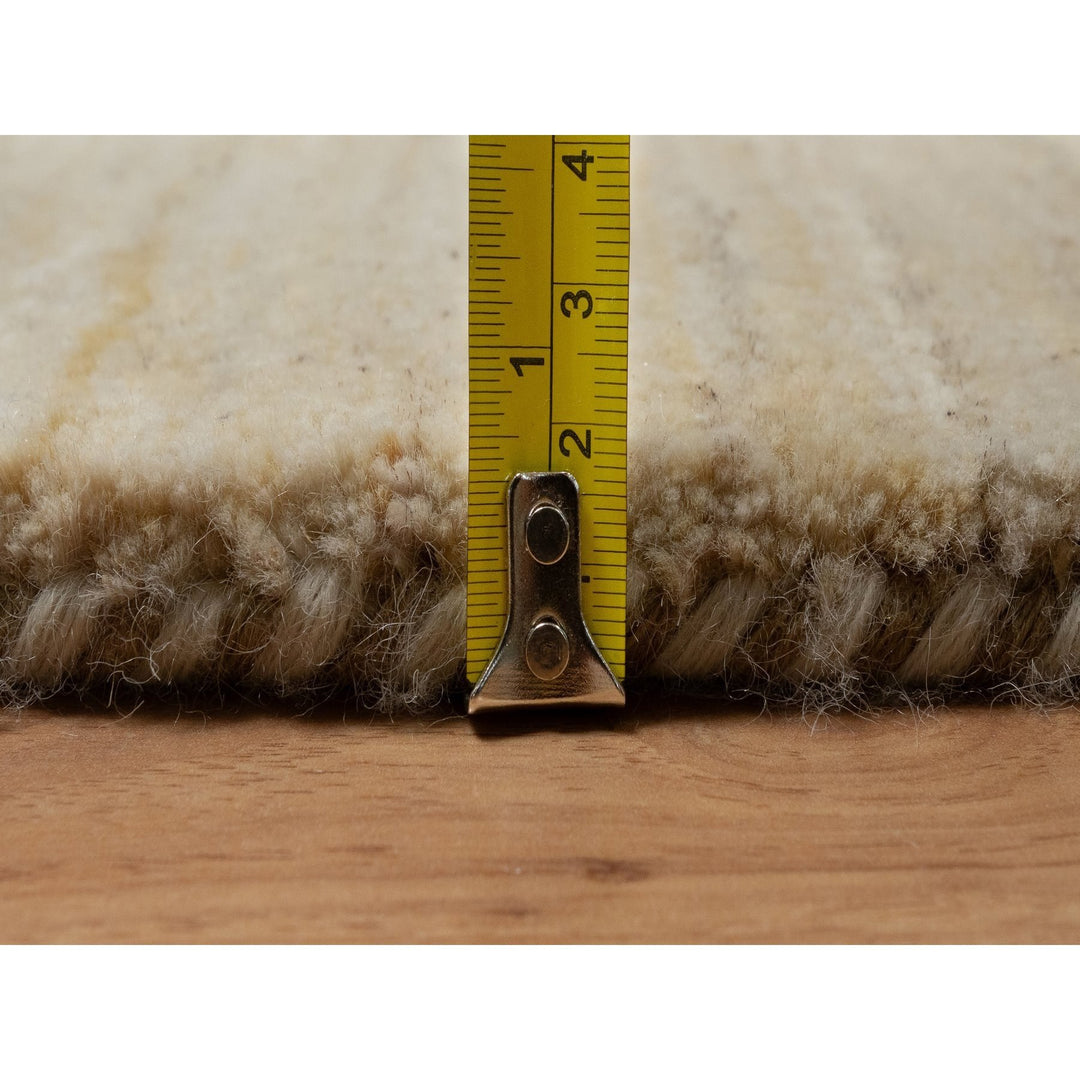 4'11" x 4'11" New Hand Knotted Ivory Wool Round Oriental Rug - MOA10291336