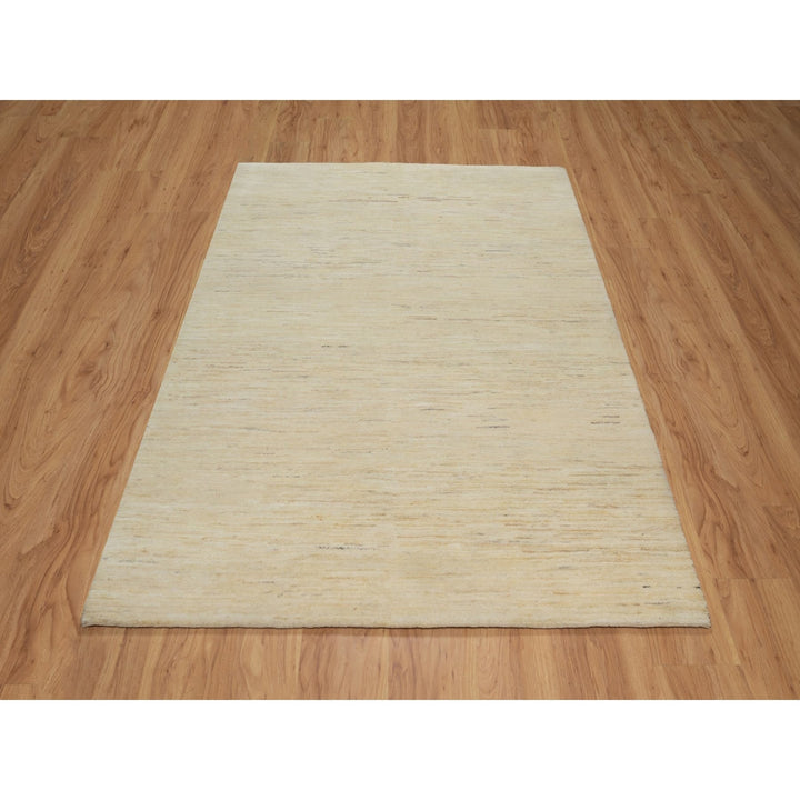 5'0" x 6'5" New Hand Knotted Ivory Wool Rectangle Oriental Rug - MOA10291337