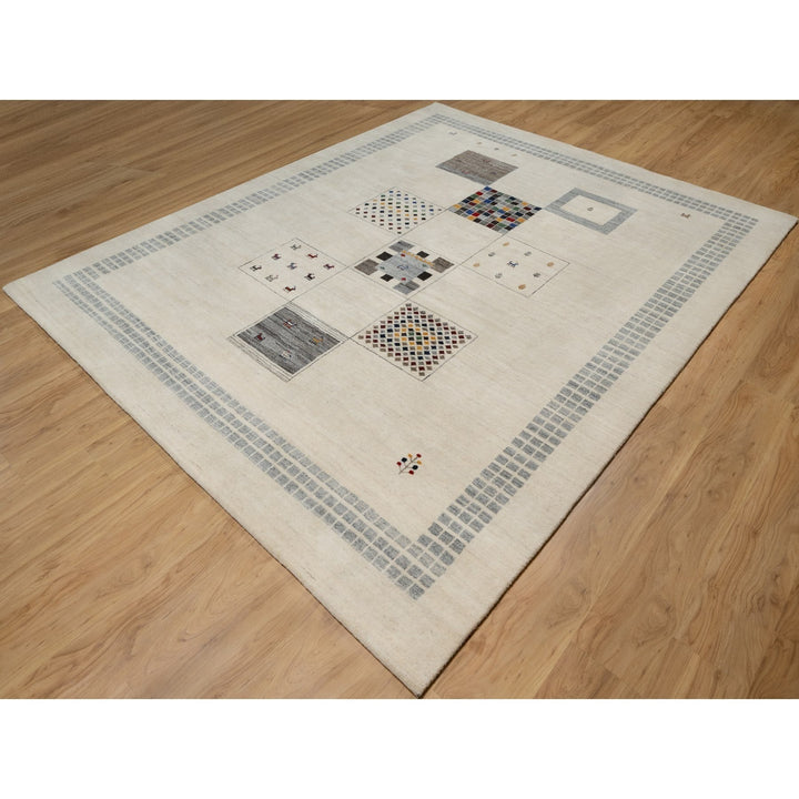 8'3" x 10'2" New Hand Knotted Ivory Wool Rectangle Oriental Rug - MOA10291338