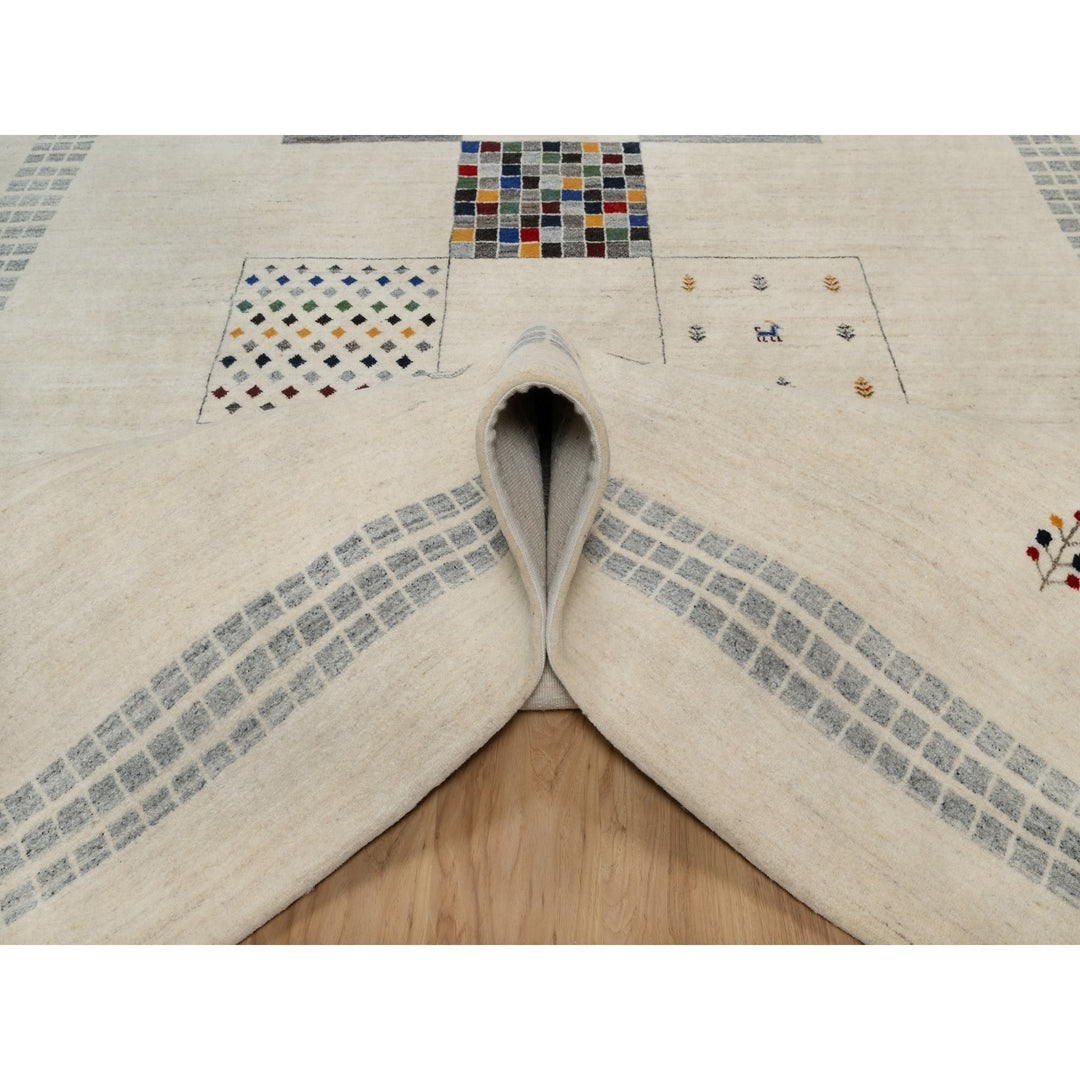 8'3" x 10'2" New Hand Knotted Ivory Wool Rectangle Oriental Rug - MOA10291338