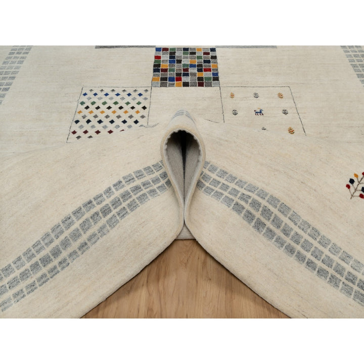 8'3" x 10'2" New Hand Knotted Ivory Wool Rectangle Oriental Rug - MOA10291338