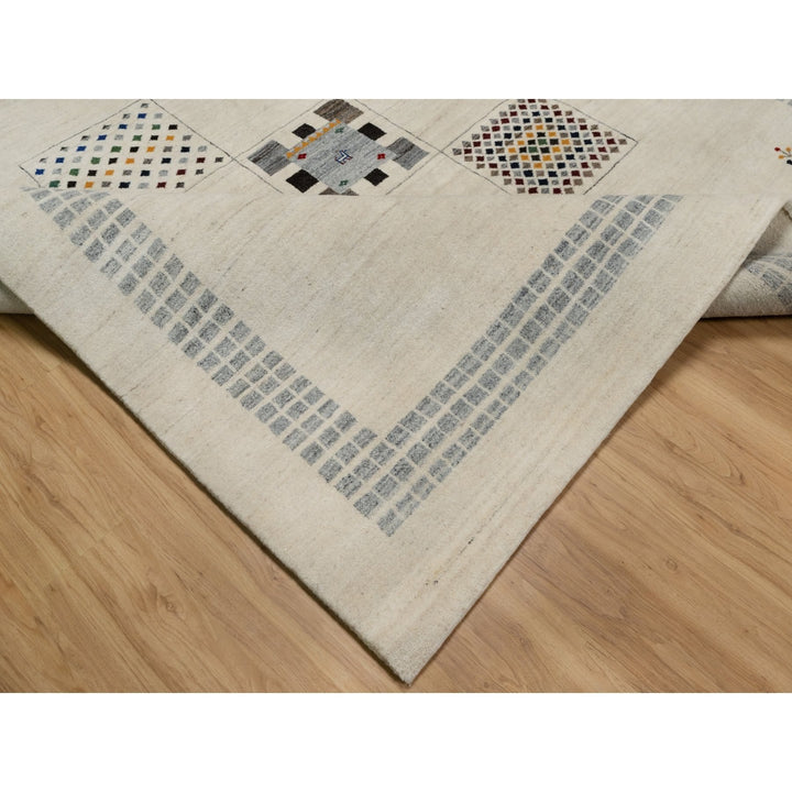 8'3" x 10'2" New Hand Knotted Ivory Wool Rectangle Oriental Rug - MOA10291338