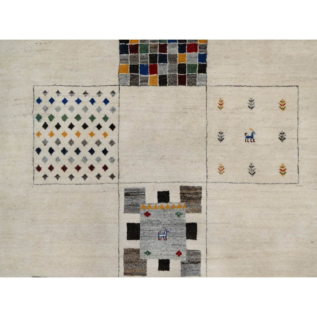 8'3" x 10'2" New Hand Knotted Ivory Wool Rectangle Oriental Rug - MOA10291338