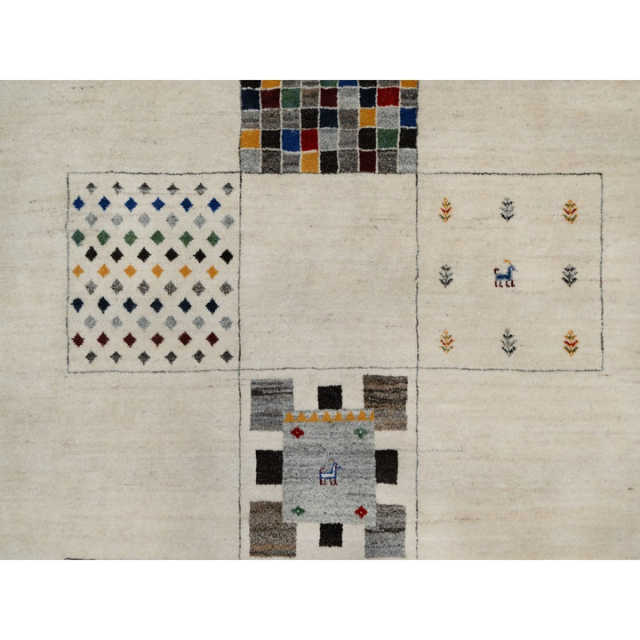 8'3" x 10'2" New Hand Knotted Ivory Wool Rectangle Oriental Rug - MOA10291338
