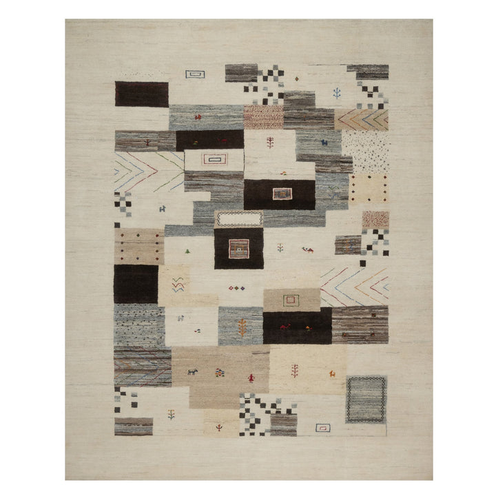 7'9" x 9'9" New Hand Knotted Ivory Wool Rectangle Oriental Rug - MOA10291339