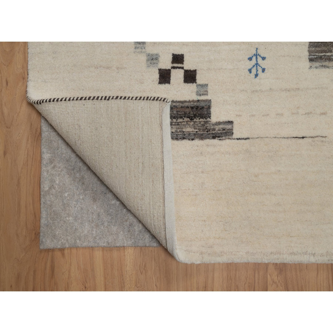 7'9" x 9'9" New Hand Knotted Ivory Wool Rectangle Oriental Rug - MOA10291339