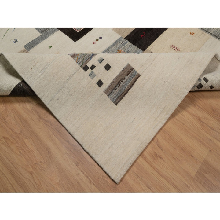 7'9" x 9'9" New Hand Knotted Ivory Wool Rectangle Oriental Rug - MOA10291339