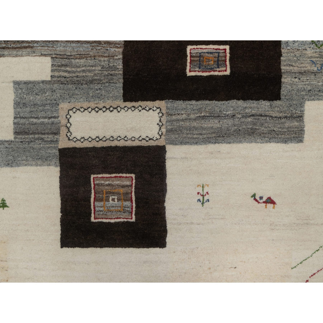 7'9" x 9'9" New Hand Knotted Ivory Wool Rectangle Oriental Rug - MOA10291339