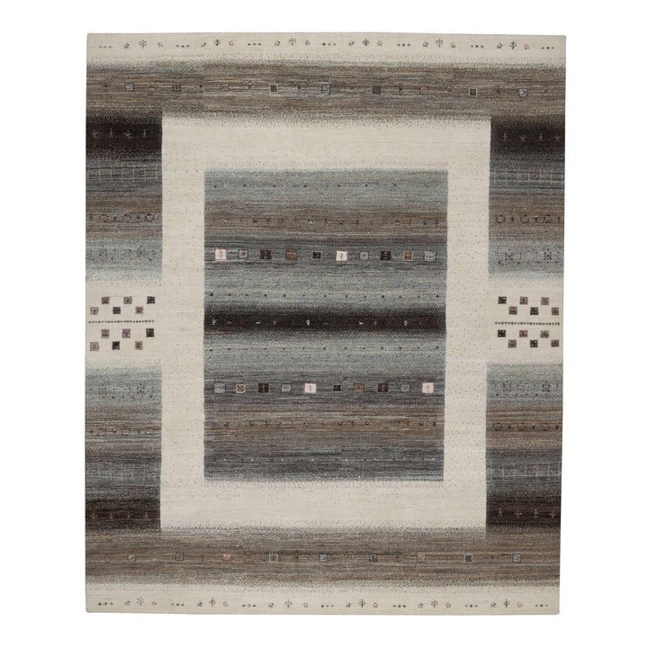 8'2" x 10'0" New Hand Knotted Ivory Wool Rectangle Oriental Rug - MOA10291340