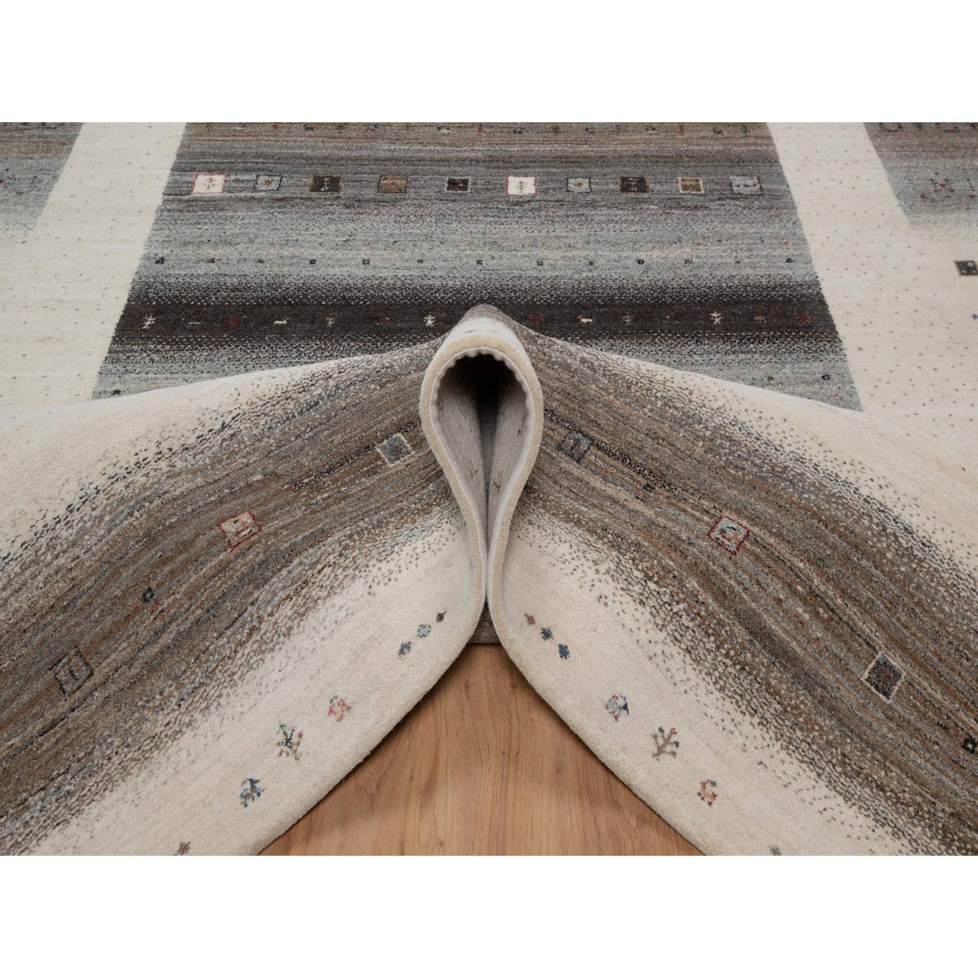 8'2" x 10'0" New Hand Knotted Ivory Wool Rectangle Oriental Rug - MOA10291340
