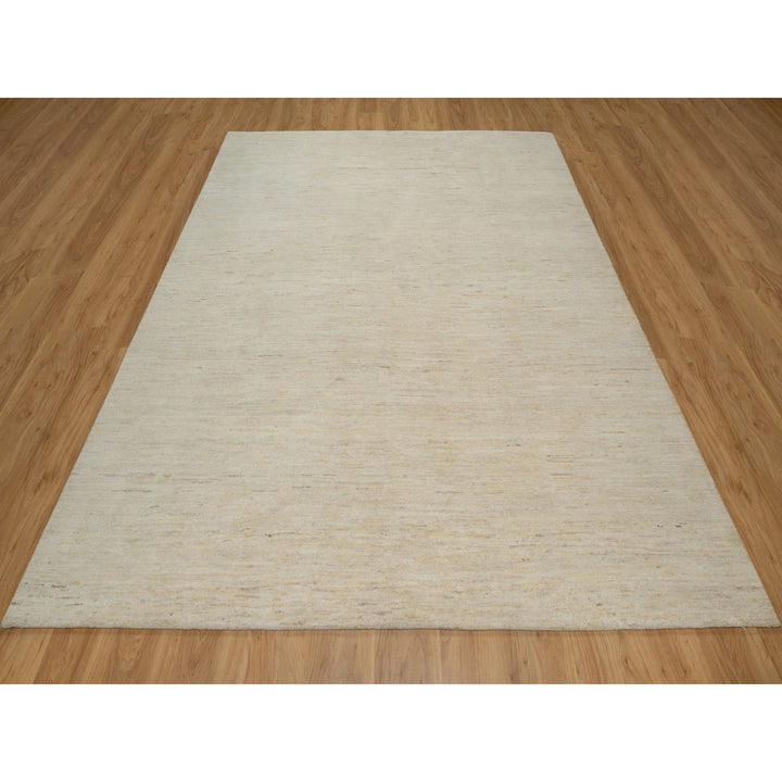 7'9" x 9'8" New Hand Knotted Ivory Wool Rectangle Oriental Rug - MOA10291341