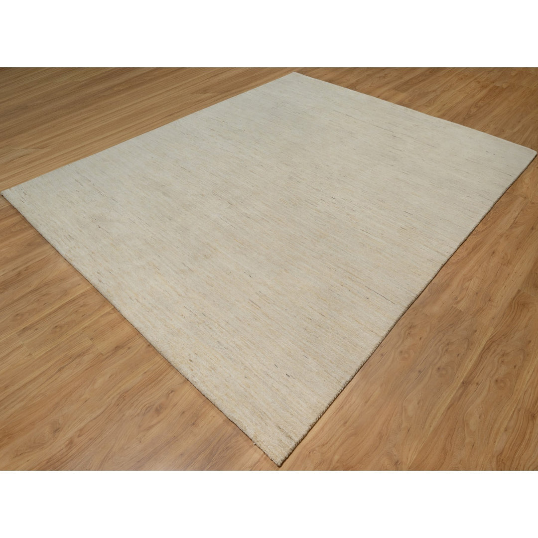 7'9" x 9'8" New Hand Knotted Ivory Wool Rectangle Oriental Rug - MOA10291341