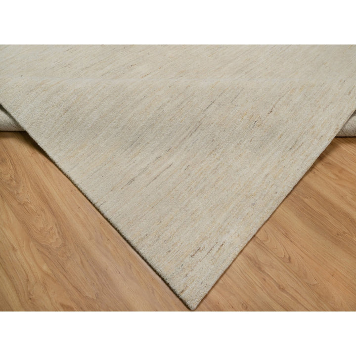 7'9" x 9'8" New Hand Knotted Ivory Wool Rectangle Oriental Rug - MOA10291341