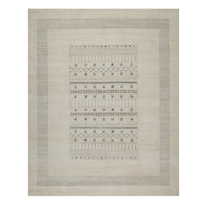 8'1" x 10'0" New Hand Knotted Ivory Wool Rectangle Oriental Rug - MOA10291342
