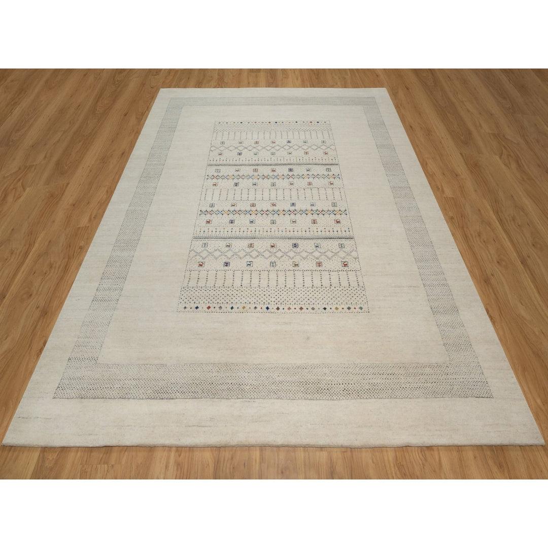 8'1" x 10'0" New Hand Knotted Ivory Wool Rectangle Oriental Rug - MOA10291342