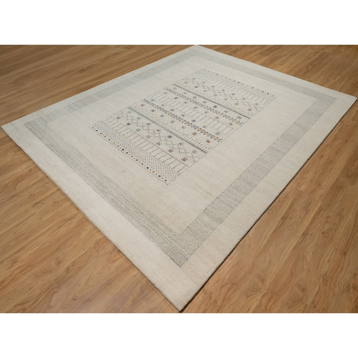 8'1" x 10'0" New Hand Knotted Ivory Wool Rectangle Oriental Rug - MOA10291342