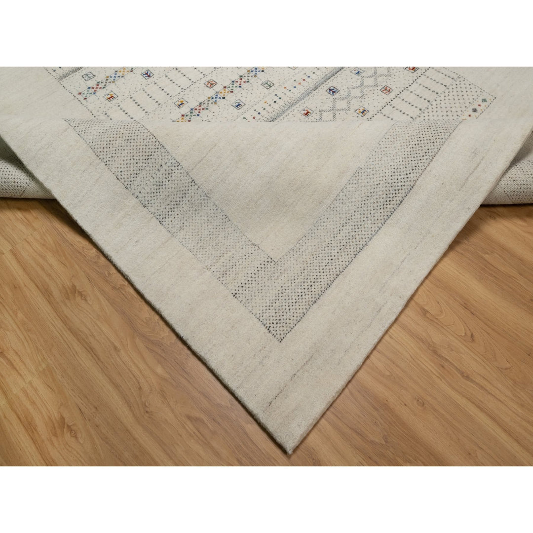 8'1" x 10'0" New Hand Knotted Ivory Wool Rectangle Oriental Rug - MOA10291342
