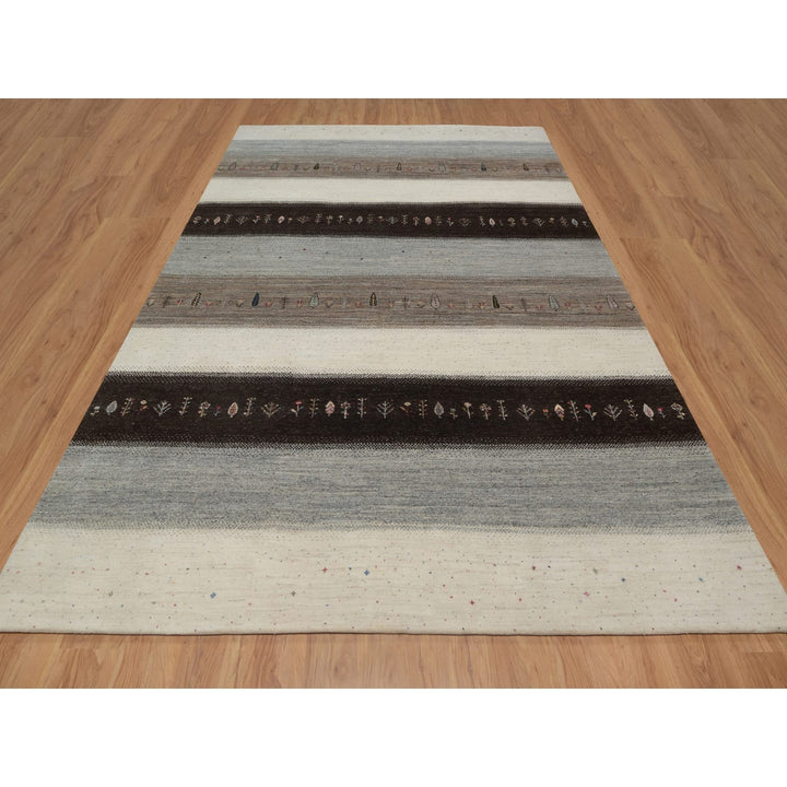 8'10" x 12'1" New Hand Knotted Ivory Wool Rectangle Oriental Rug - MOA10291343
