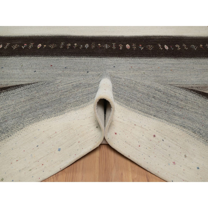8'10" x 12'1" New Hand Knotted Ivory Wool Rectangle Oriental Rug - MOA10291343