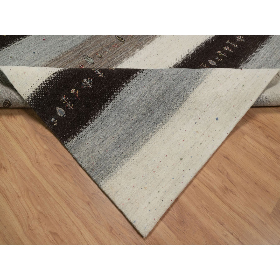 8'10" x 12'1" New Hand Knotted Ivory Wool Rectangle Oriental Rug - MOA10291343