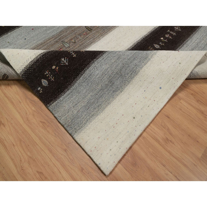 8'10" x 12'1" New Hand Knotted Ivory Wool Rectangle Oriental Rug - MOA10291343