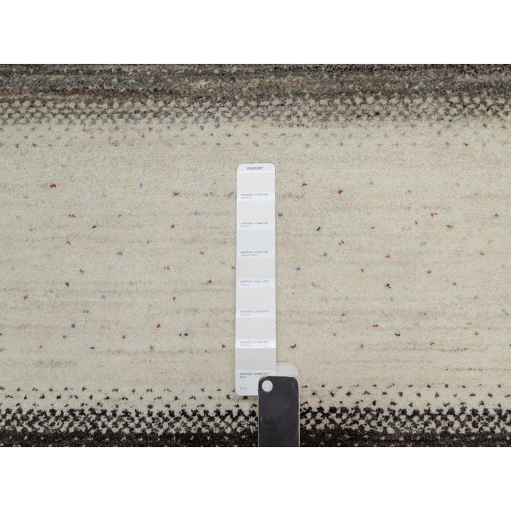 8'10" x 12'1" New Hand Knotted Ivory Wool Rectangle Oriental Rug - MOA10291343